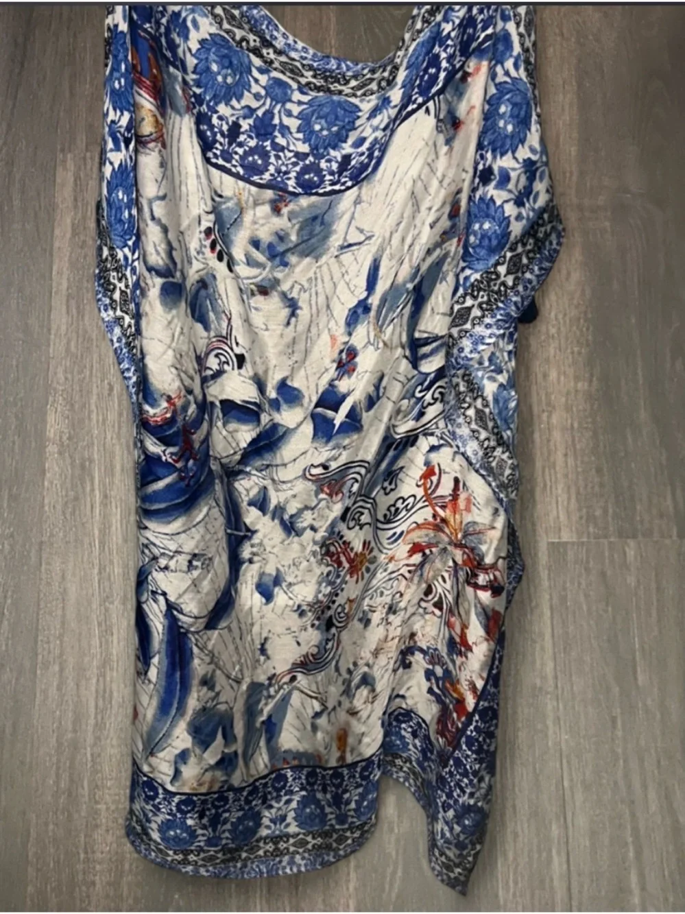 Blue Floral Boho Scarf Wrap Shawl Lightweight‎ OS
